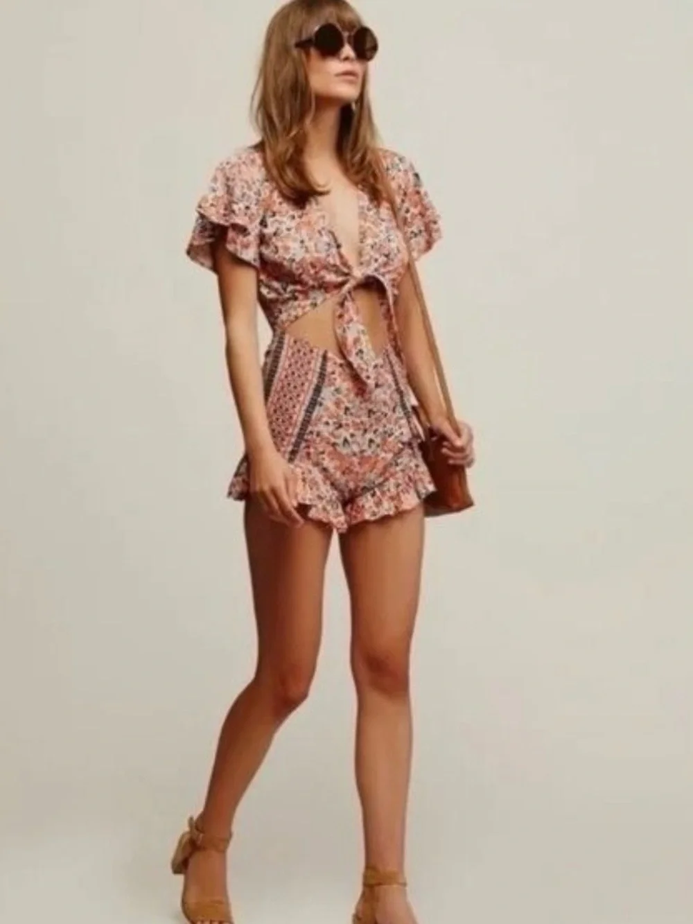 Free People Surf Date Sexy Floral Romper Festival One Piece Size Small - Picture 3 of 15